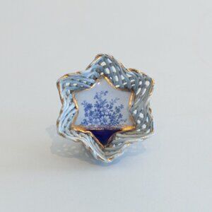 Artist made porcelain and gold lustre Star of David jewelry dish